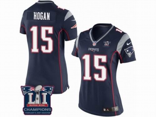 Women Nike New England Patriots #15 Chris Hogan Navy Blue game Super Bowl LI Champions NFL Jersey