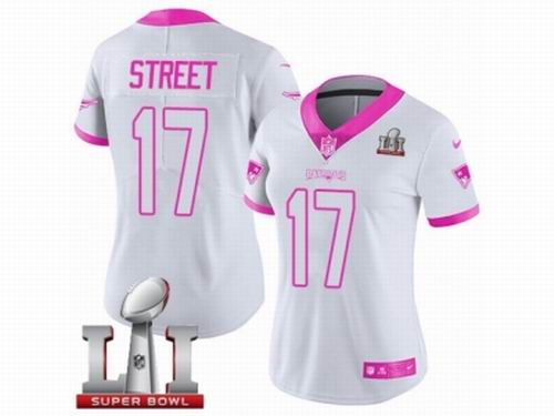 Women Nike New England Patriots #17 Devin Street Limited White Pink Rush Fashion Super Bowl LI 51 Jersey