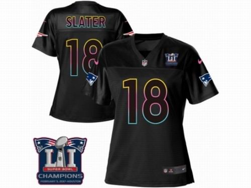 Women Nike New England Patriots #18 Matthew Slater Game Black Fashion Super Bowl LI Champions NFL Jersey