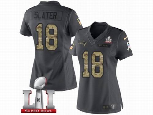 Women Nike New England Patriots #18 Matthew Slater Limited Black 2016 Salute to Service Super Bowl LI 51 Jersey