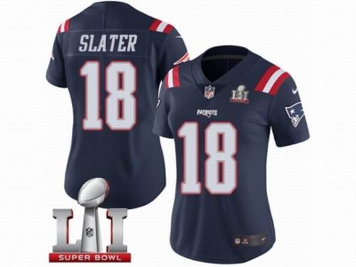 Women Nike New England Patriots #18 Matthew Slater Limited Navy Blue Rush Super Bowl LI 51 Jersey