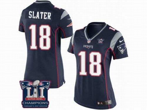 Women Nike New England Patriots #18 Matthew Slater Navy Blue game Super Bowl LI Champions NFL Jersey