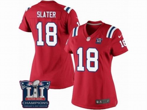 Women Nike New England Patriots #18 Matthew Slater Red game Super Bowl LI Champions NFL Jersey