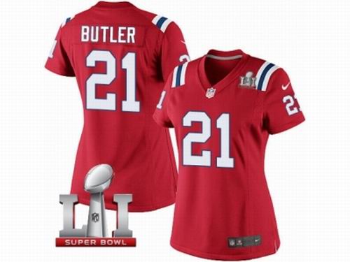 Women Nike New England Patriots #21 Malcolm Butler Limited Red Alternate Super Bowl LI 51 Jersey