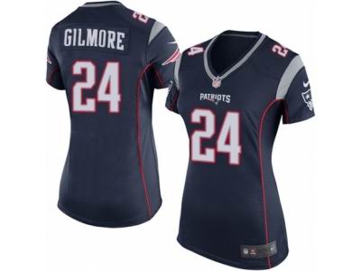 Women Nike New England Patriots #24 Stephon Gilmore Game Navy Blue Jersey