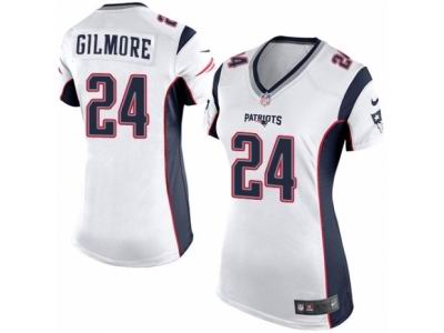 Women Nike New England Patriots #24 Stephon Gilmore Game White Jersey