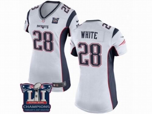 Women Nike New England Patriots #28 James White White game Super Bowl LI Champions NFL Jersey