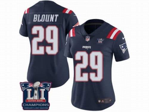 Women Nike New England Patriots #29 LeGarrette Blount Limited Navy Blue Rush Super Bowl LI Champions NFL Jersey
