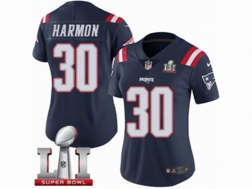 Women Nike New England Patriots #30 Duron Harmon Limited Navy Blue Rush Super Bowl LI 51 Jersey