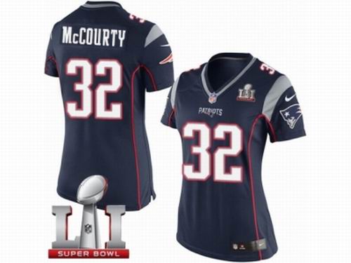 Women Nike New England Patriots #32 Devin McCourty Limited Navy Blue Team Color Super Bowl LI 51 Jersey