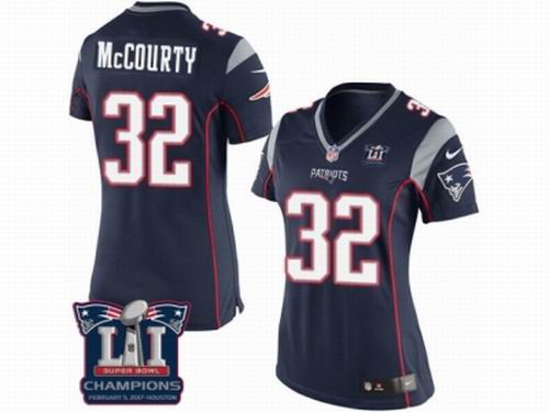 Women Nike New England Patriots #32 Devin McCourty Navy Blue game Super Bowl LI Champions NFL Jersey