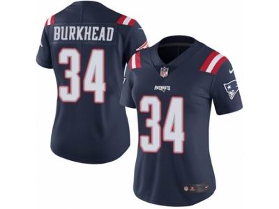 Women Nike New England Patriots #34 Rex Burkhead Limited Navy Blue Rush Jersey