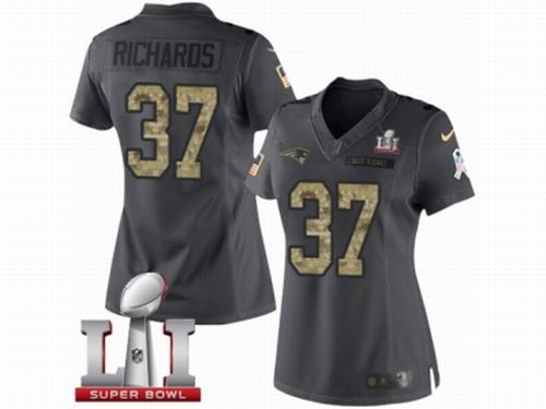 Women Nike New England Patriots #37 Jordan Richards Limited Black 2016 Salute to Service Super Bowl LI 51 Jersey