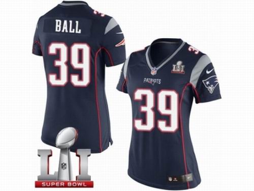 Women Nike New England Patriots #39 Montee Ball Elite Navy Blue Team Color Super Bowl LI 51 Jersey