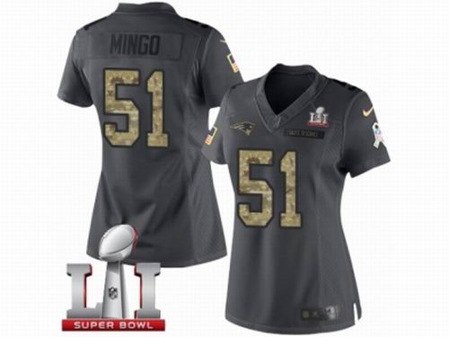 Women Nike New England Patriots #51 kevious Mingo Limited Black 2016 Salute to Service Super Bowl LI 51 Jersey