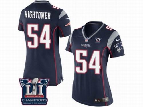 Women Nike New England Patriots #54 Dont'a Hightower Navy Blue game Super Bowl LI Champions Jersey