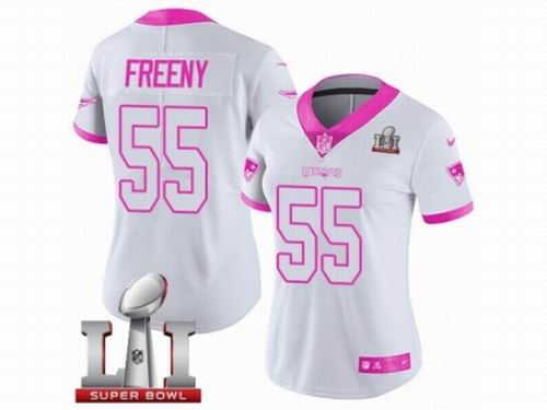 Women Nike New England Patriots #55 Jonathan Freeny Limited WhitePink Rush Fashion Super Bowl LI 51 Jersey