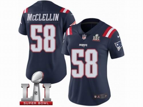 Women Nike New England Patriots #58 Shea McClellin Limited Navy Blue Rush Super Bowl LI 51 Jersey