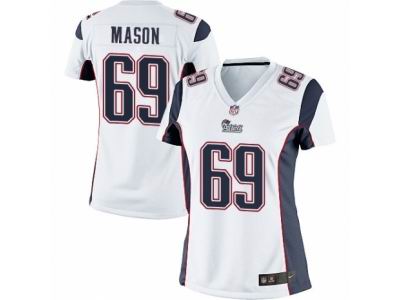Women Nike New England Patriots #69 Shaq Mason game White Jersey