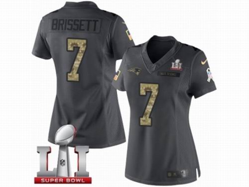 Women Nike New England Patriots #7 Jacoby Brissett Limited Black 2016 Salute to Service Super Bowl LI 51 Jersey