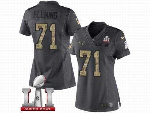 Women Nike New England Patriots #71 Cameron Fleming Limited Black 2016 Salute to Service Super Bowl LI 51 Jersey