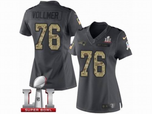 Women Nike New England Patriots #76 Sebastian Vollmer Limited Black 2016 Salute to Service Super Bowl LI 51 Jersey