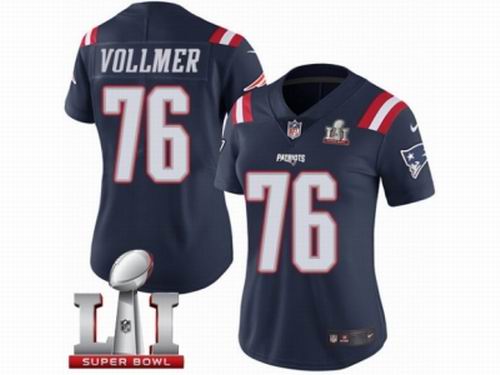 Women Nike New England Patriots #76 Sebastian Vollmer Limited Navy Blue Rush Super Bowl LI 51 Jersey
