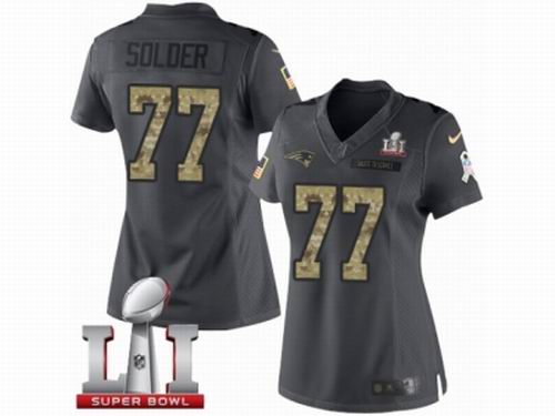 Women Nike New England Patriots #77 Nate Solder Limited Black 2016 Salute to Service Super Bowl LI 51 Jersey