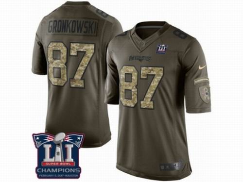Women Nike New England Patriots #87 Rob Gronkowski Limited Green Salute to Service Super Bowl LI Champions Jersey
