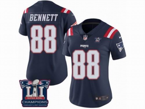 Women Nike New England Patriots #88 Martellus Bennett Limited Navy Blue Rush Super Bowl LI Champions Jersey