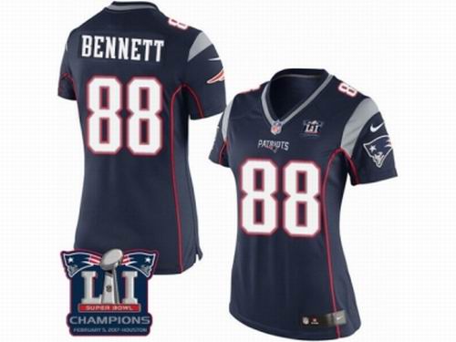Women Nike New England Patriots #88 Martellus Bennett Navy Blue game Super Bowl LI Champions Jersey