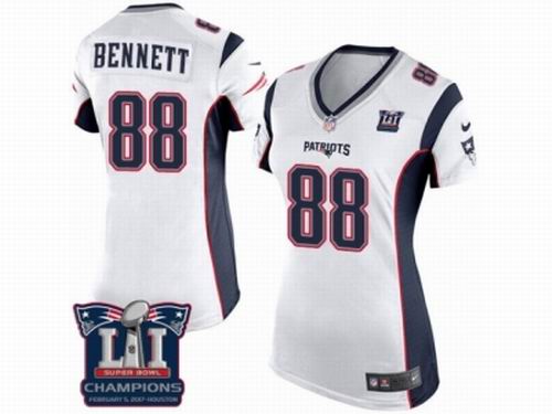 Women Nike New England Patriots #88 Martellus Bennett White game Super Bowl LI Champions Jersey