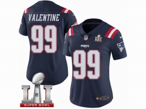 Women Nike New England Patriots #99 Vincent Valentine Limited Navy Blue Rush Super Bowl LI 51 Jersey