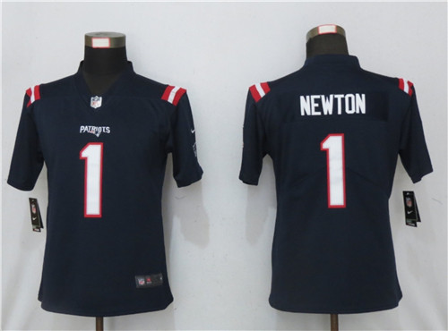Women Nike New England Patriots 1 Cam Newton  Navy Jersey