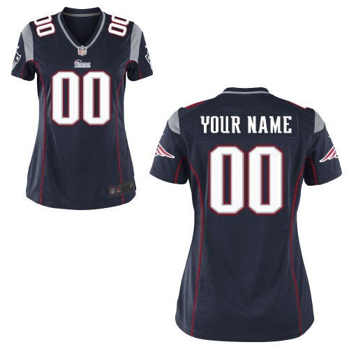 Women Nike New England Patriots Customized Game Team Color Blue Jersey