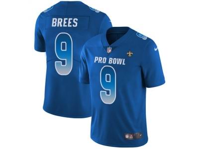 Women Nike New Orleans Saints #9 Drew Brees Royal Limited NFC 2018 Pro Bowl Jersey