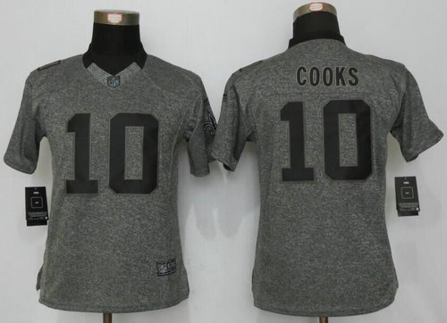 Women Nike New Orleans Saints 10 Cooks Gray Gridiron Gray Limited Jersey