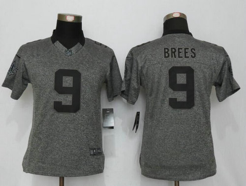 Women Nike New Orleans Saints 9 Brees Gray Gridiron Gray Limited Jersey