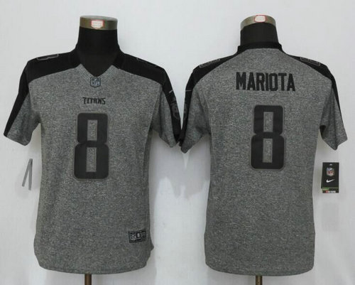 Women Nike New Tennessee Titans 8 Mariota Gray Gridiron Gray Limited Jersey