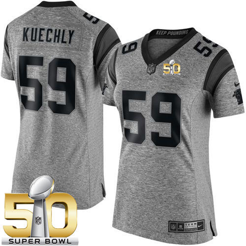 Women Nike Panthers 59 Luke Kuechly Gray Super Bowl 50 NFL Limited Gridiron Gray Jersey