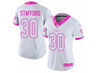 Women Nike Pittsburgh Steelers #30 Daimion Stafford Limited White Pink Rush Fashion NFL Jersey