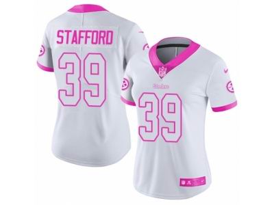 Women Nike Pittsburgh Steelers #39 Daimion Stafford Limited White Pink Rush Fashion NFL Jersey