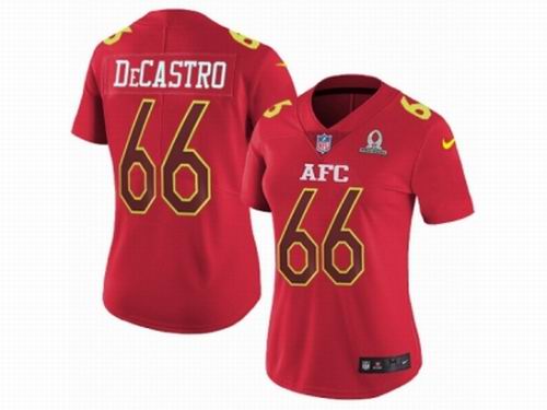 Women Nike Pittsburgh Steelers #66 David DeCastro Limited Red 2017 Pro Bowl NFL Jersey