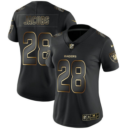 Women Nike Raiders 28 Josh Jacobs Black Gold Women Vapor Untouchable Limited Jersey