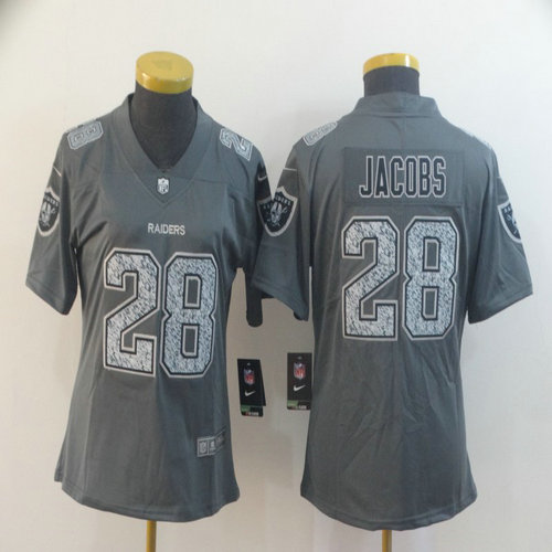 Women Nike Raiders 28 Josh Jacobs Gray Camo Women Vapor Untouchable Limited Jersey