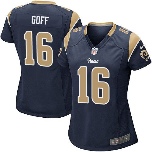 Women Nike Rams 16 Jared Goff Navy Blue Team Color NFL Jersey