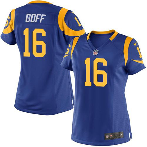 Women Nike Rams 16 Jared Goff Royal Blue Alternate NFL Jersey