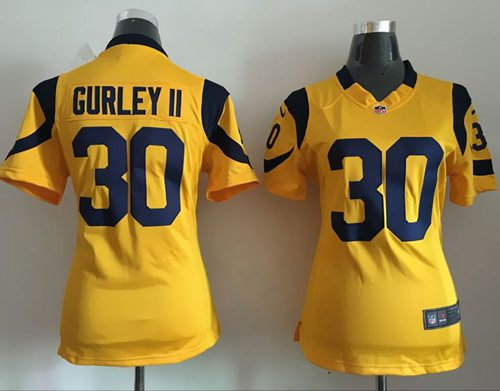 Women Nike Rams 30 Todd Gurley II Gold NFL Rush Jersey