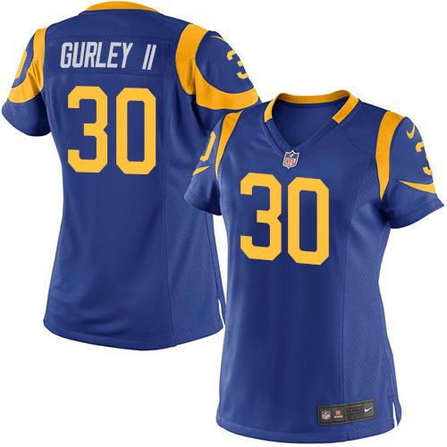 Women Nike Rams 30 Todd Gurley II Royal Blue Alternate NFL Game Jersey