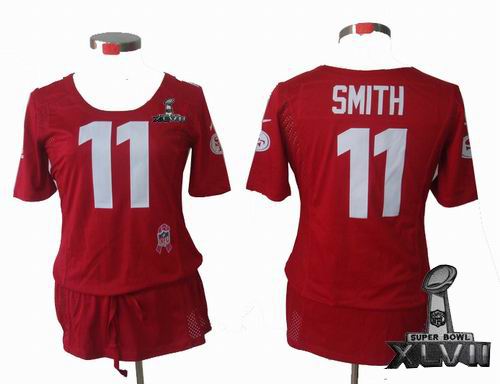 Women Nike San Francisco 49ers #11 Alex Smith Elite breast Cancer Awareness red 2013 Super Bowl XLVII Jersey